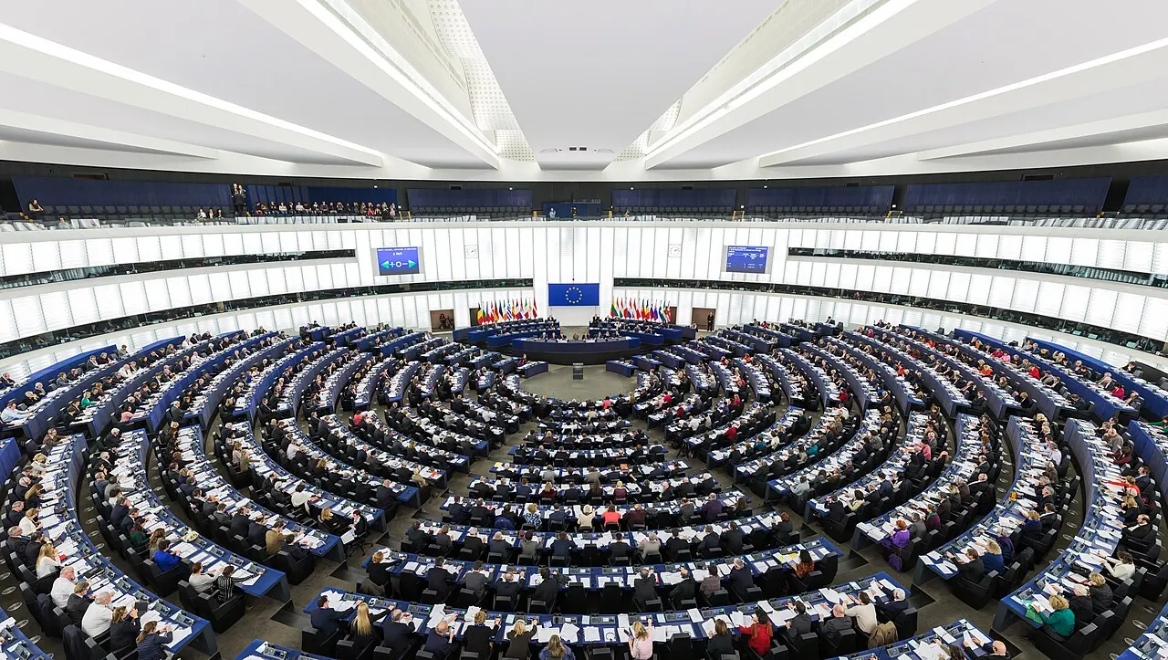 The European Parliament hemicycle in Strasbourg during a plenary session